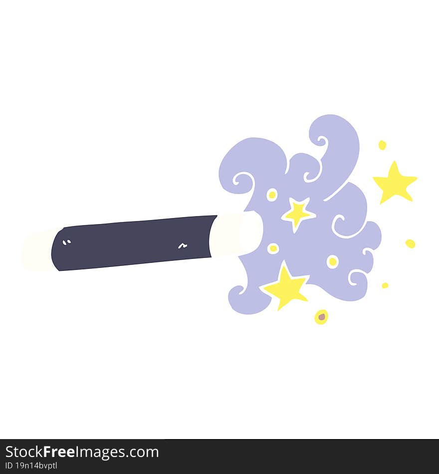 flat color illustration cartoon magician wand