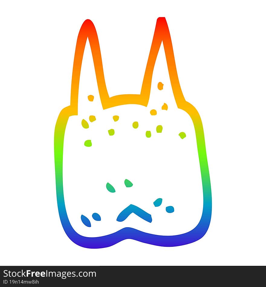 rainbow gradient line drawing cartoon tooth