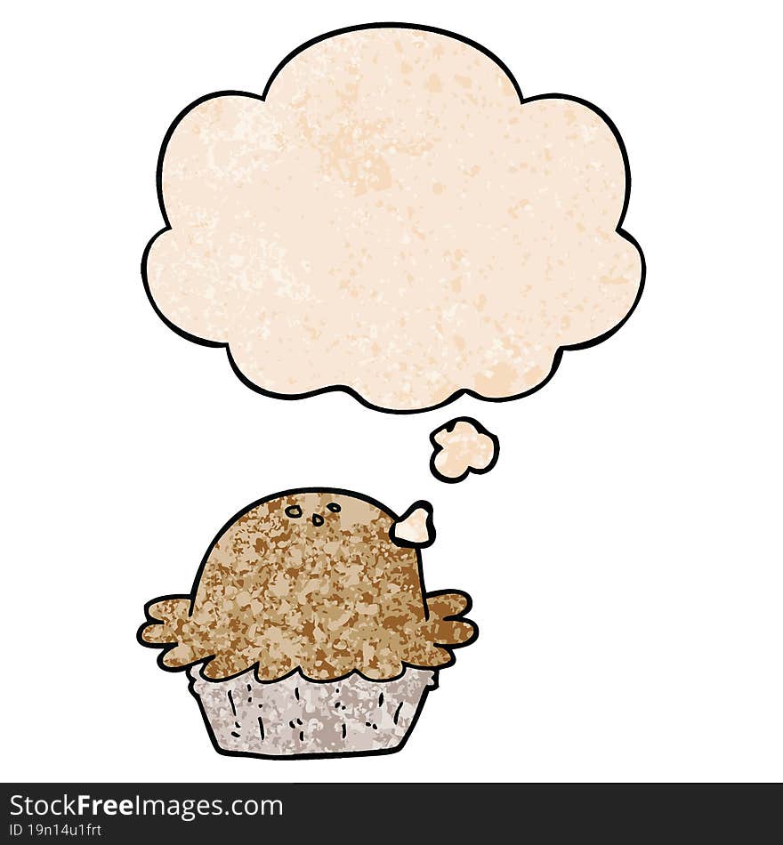 cartoon pie and thought bubble in grunge texture pattern style