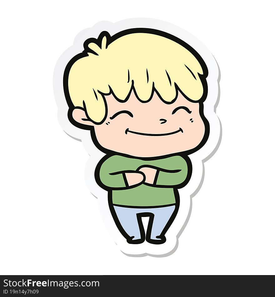 Sticker Of A Happy Cartoon Boy