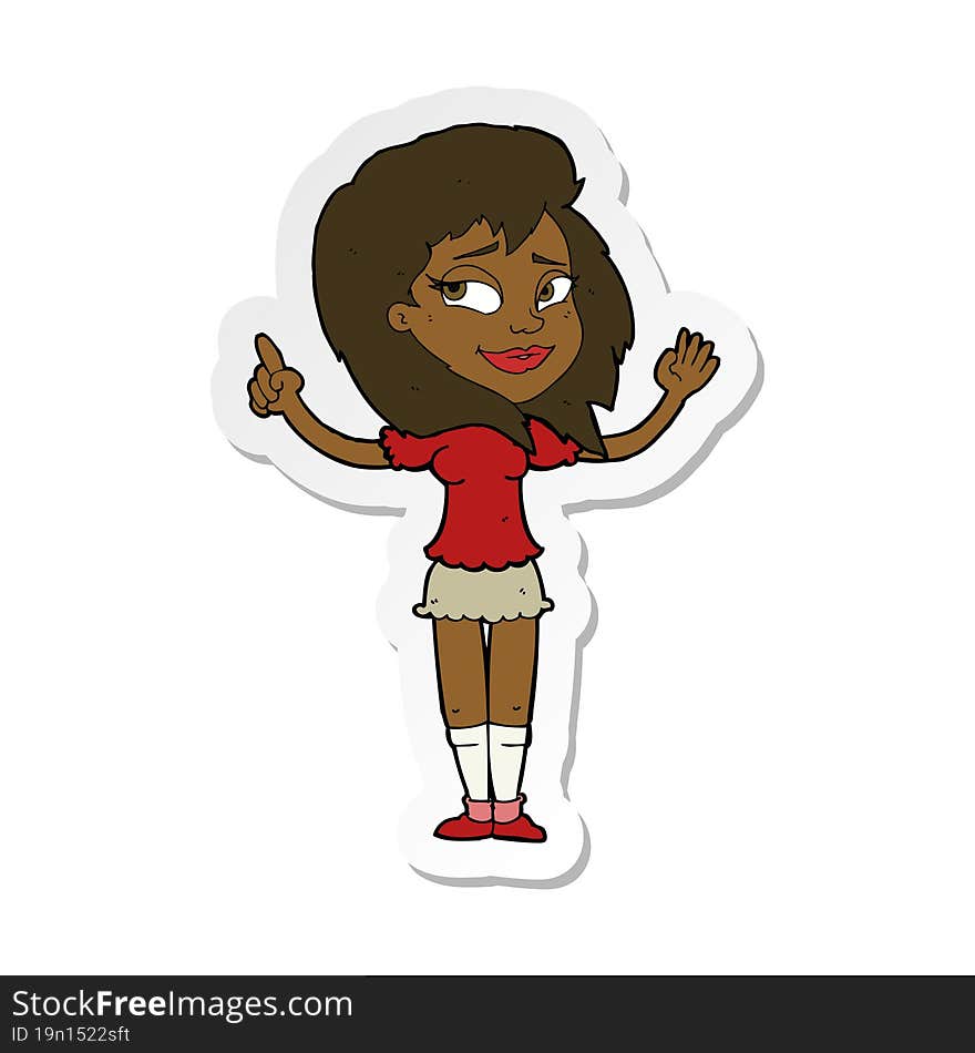 sticker of a cartoon woman with idea