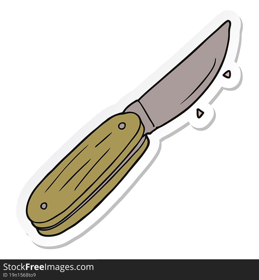 sticker of a cartoon folding knife