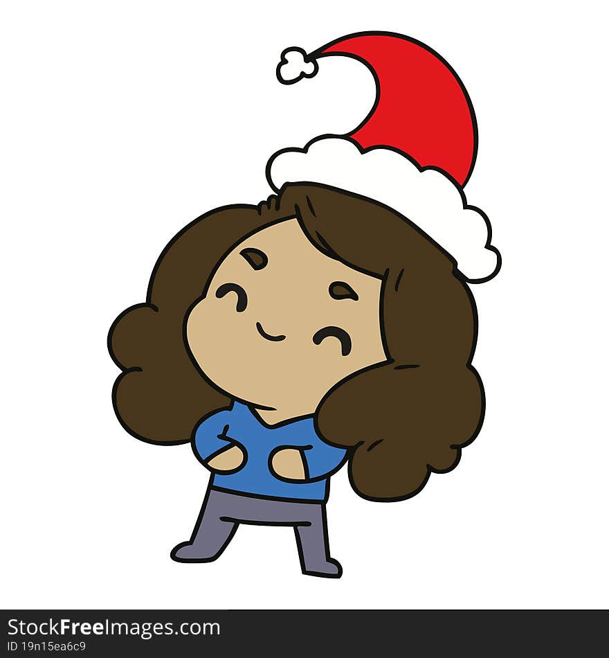 christmas cartoon of kawaii girl