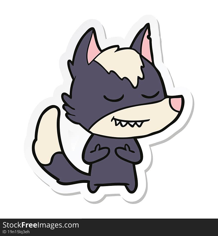 Sticker Of A Friendly Cartoon Wolf