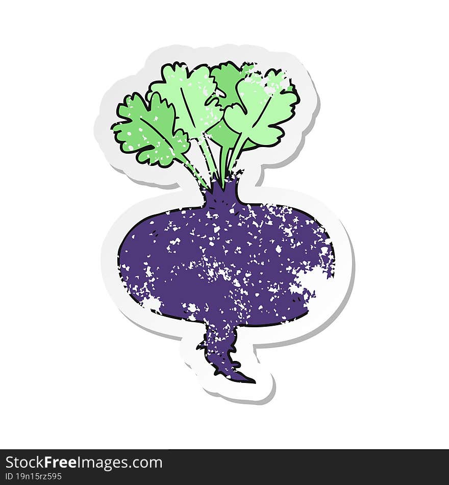 retro distressed sticker of a cartoon beetroot