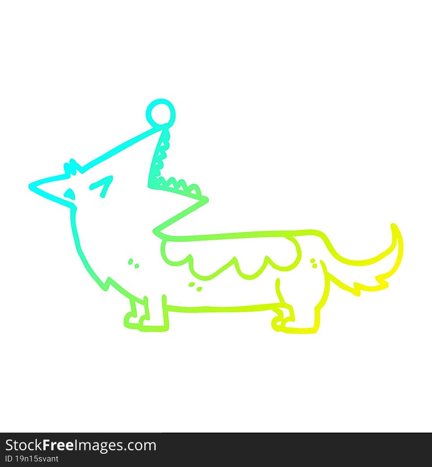 Cold Gradient Line Drawing Cartoon Dog