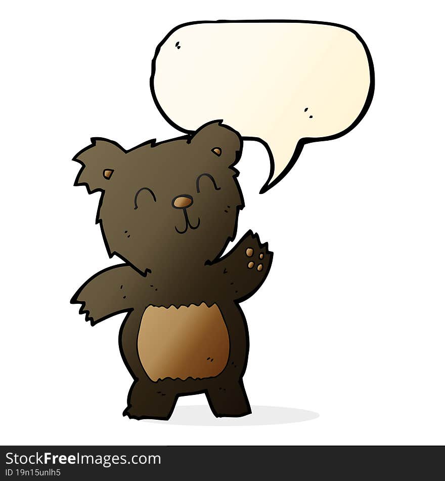 cartoon black bear with speech bubble