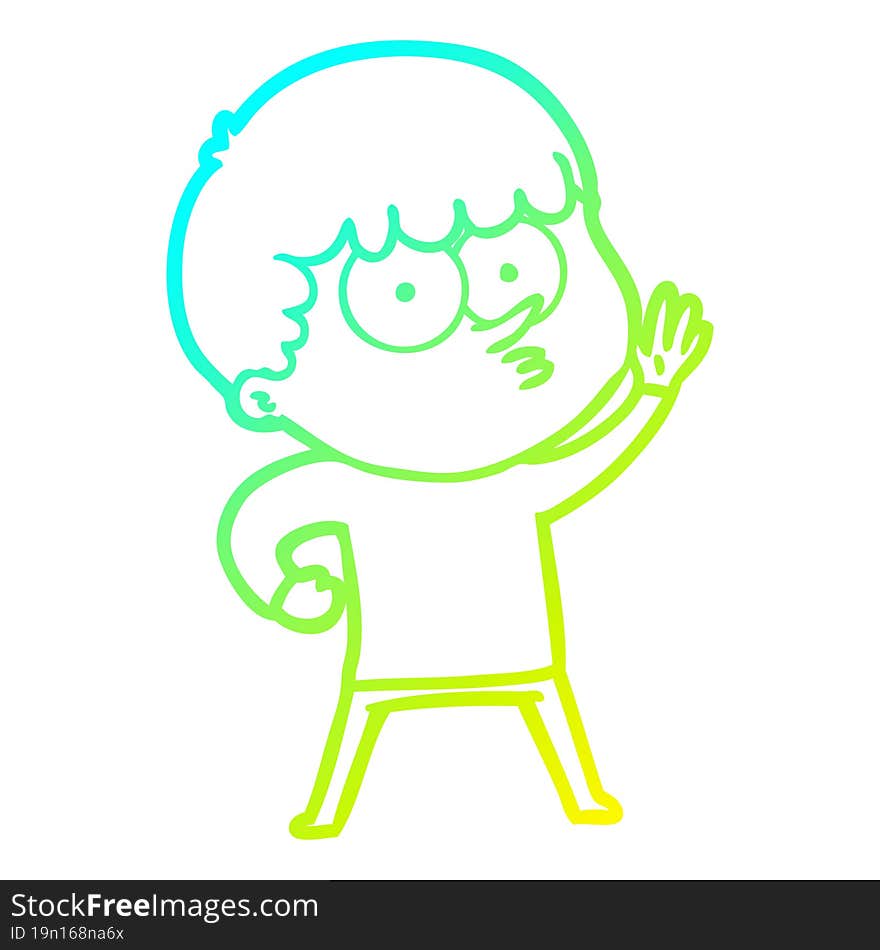 cold gradient line drawing cartoon curious boy