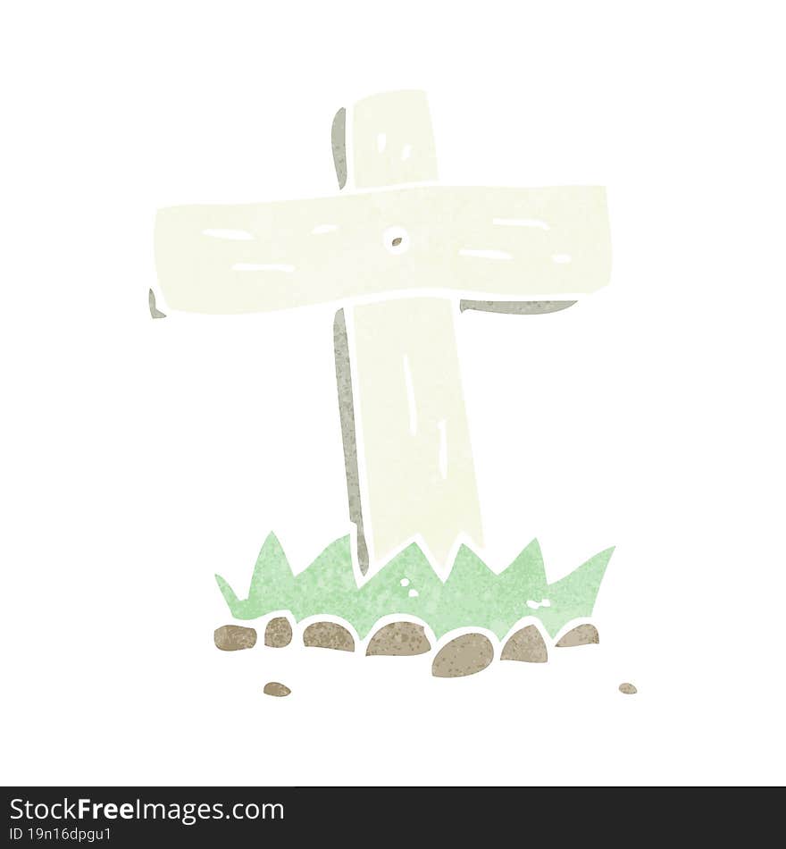 cartoon wooden cross grave