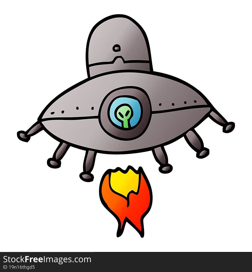 cartoon doodle alien spaceship