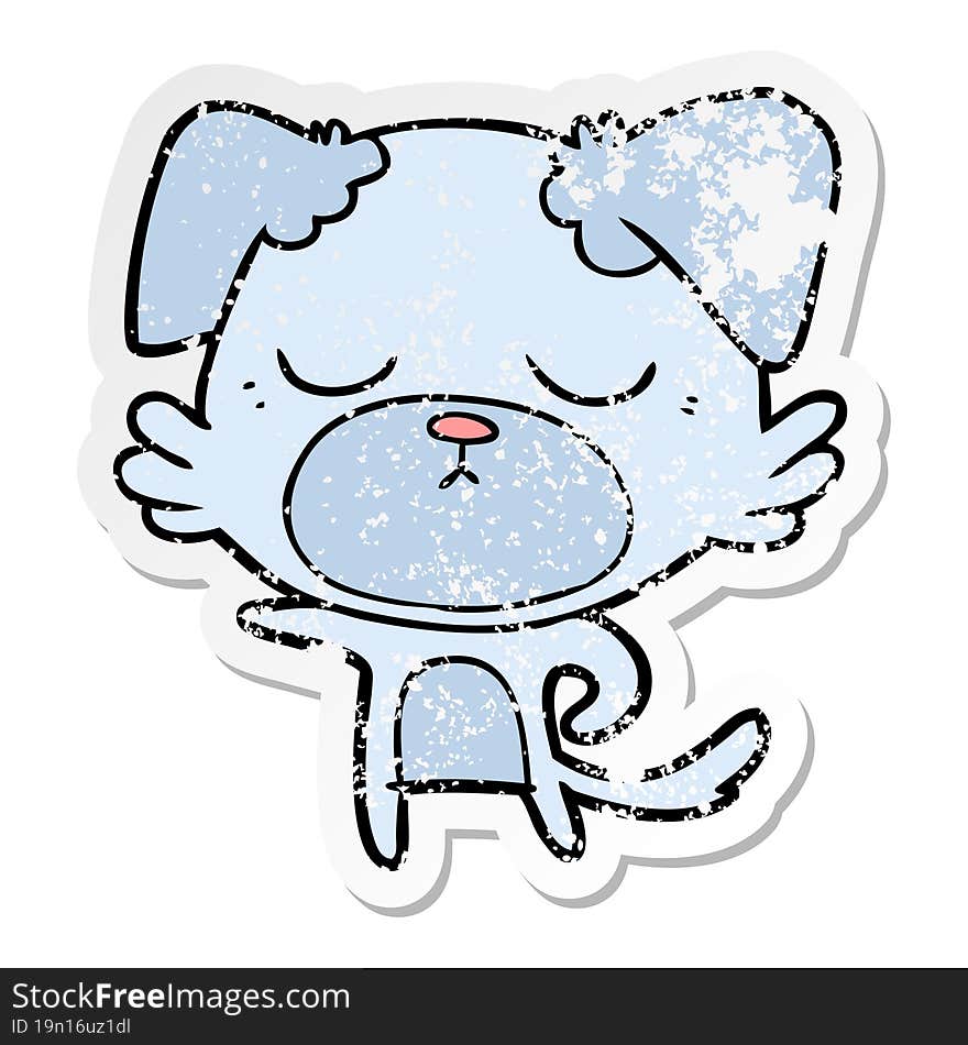 distressed sticker of a cute cartoon dog