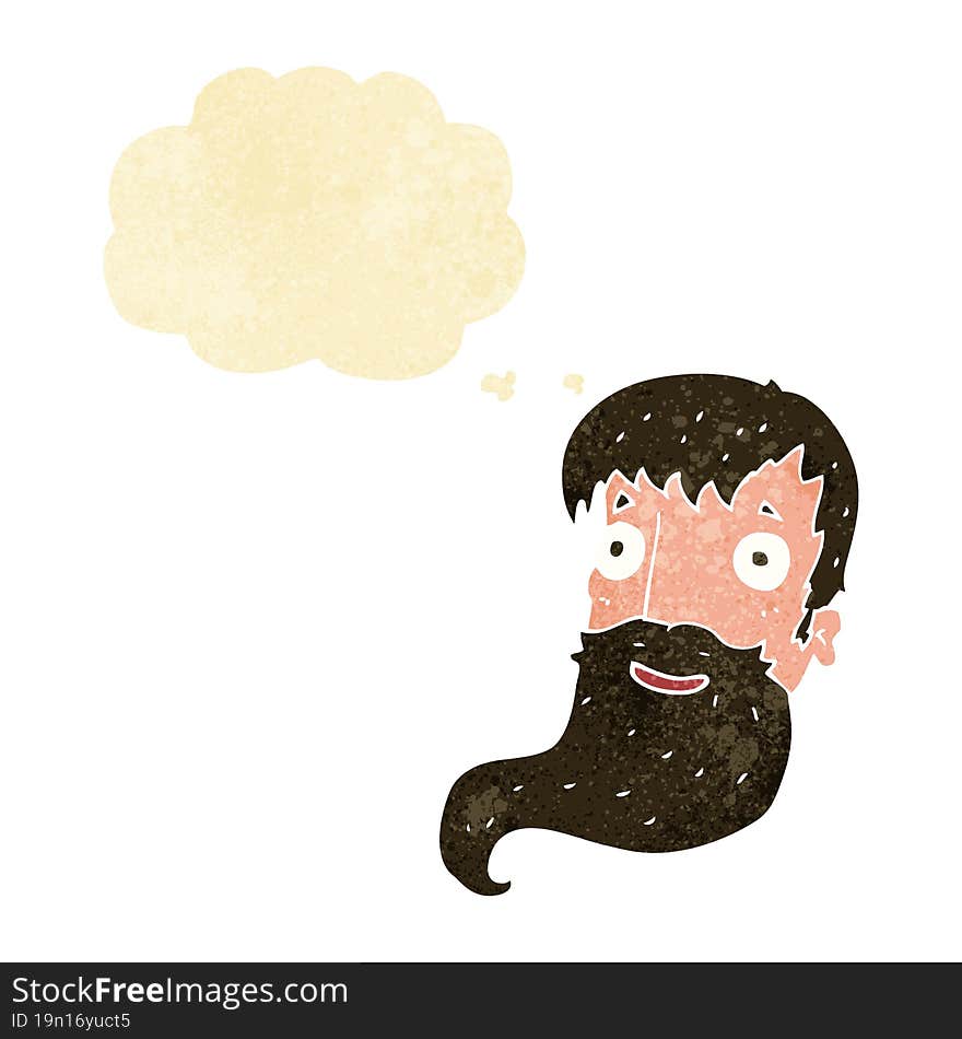 cartoon bearded man with thought bubble