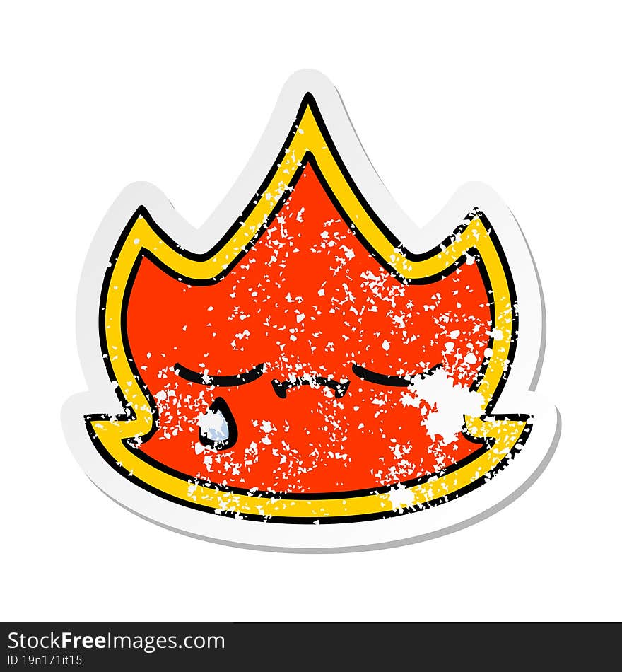 Distressed Sticker Of A Cute Cartoon Fire