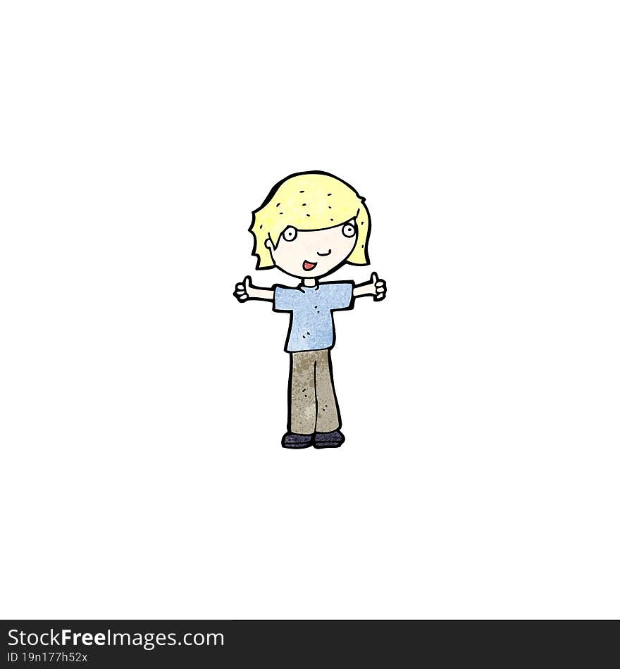 cartoon boy giving thumbs up symbol