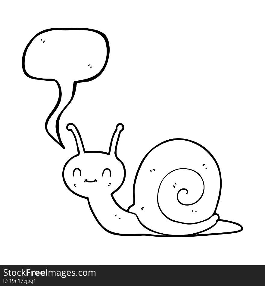 freehand drawn speech bubble cartoon cute snail