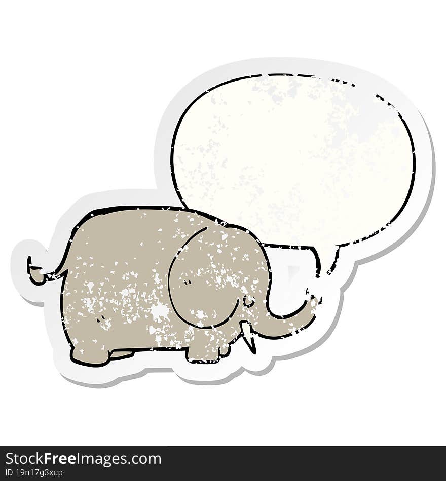 cartoon elephant and speech bubble distressed sticker