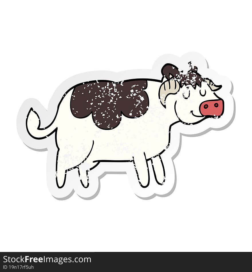 distressed sticker of a cartoon cow