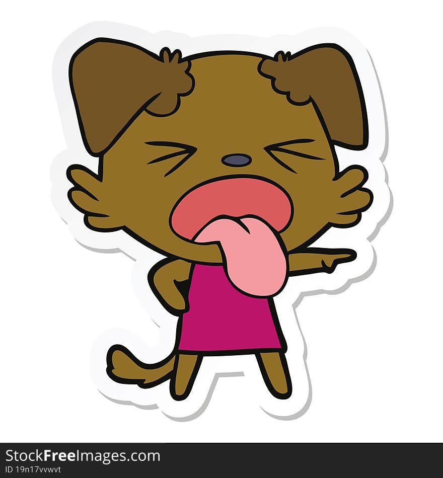 sticker of a cartoon disgusted dog