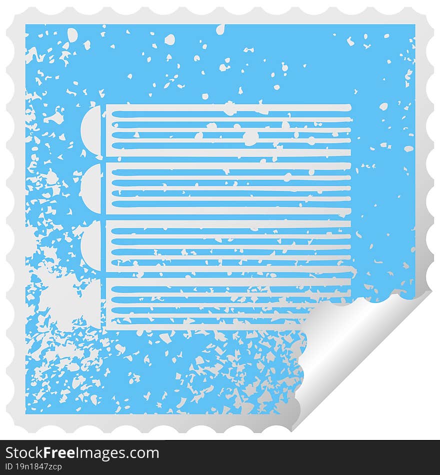 distressed square peeling sticker symbol stack of books