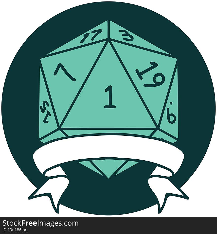 natural one d20 dice roll icon