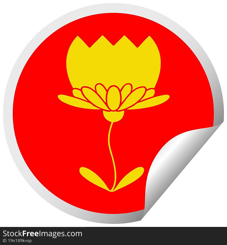 Circular Peeling Sticker Cartoon Flower