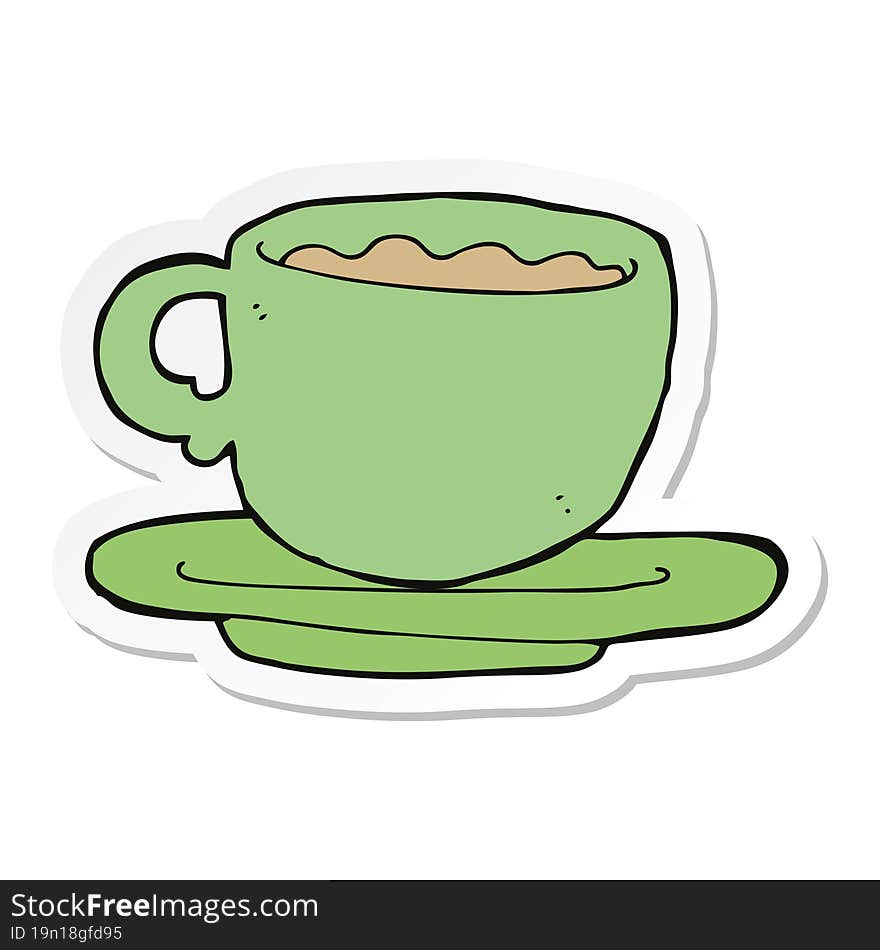 sticker of a cartoon cup of tea