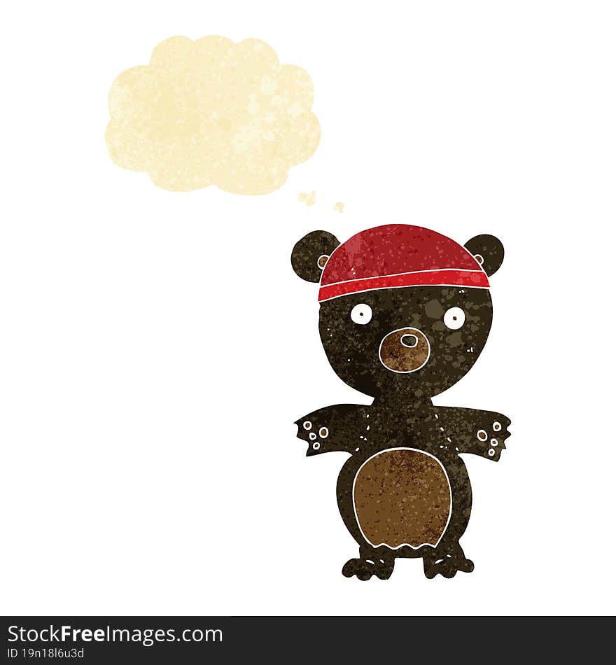 cartoon cute black bear with thought bubble