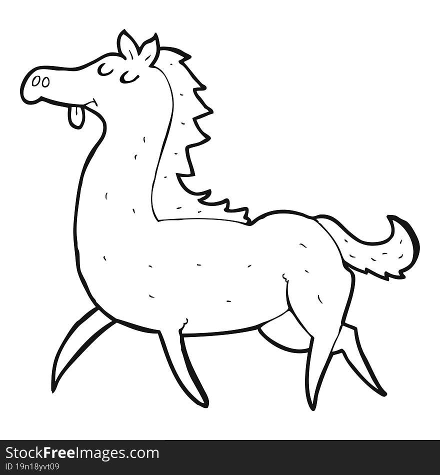 Black And White Cartoon Horse