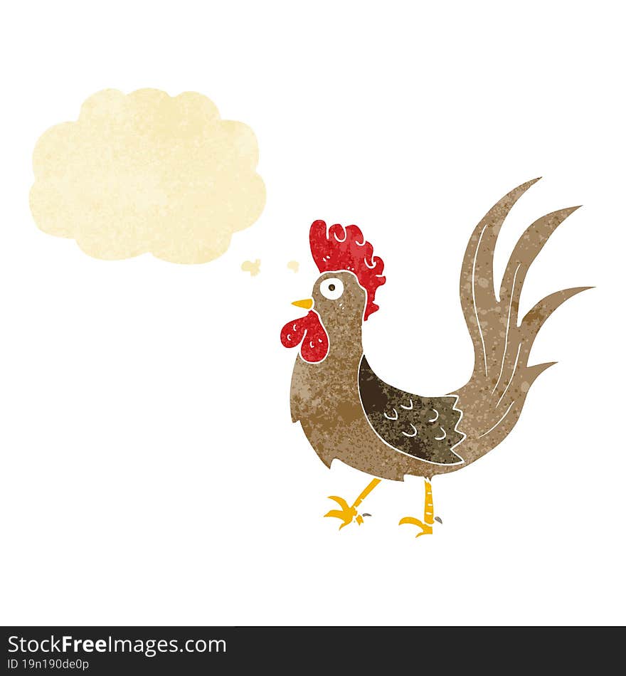 Cartoon Cockerel With Thought Bubble