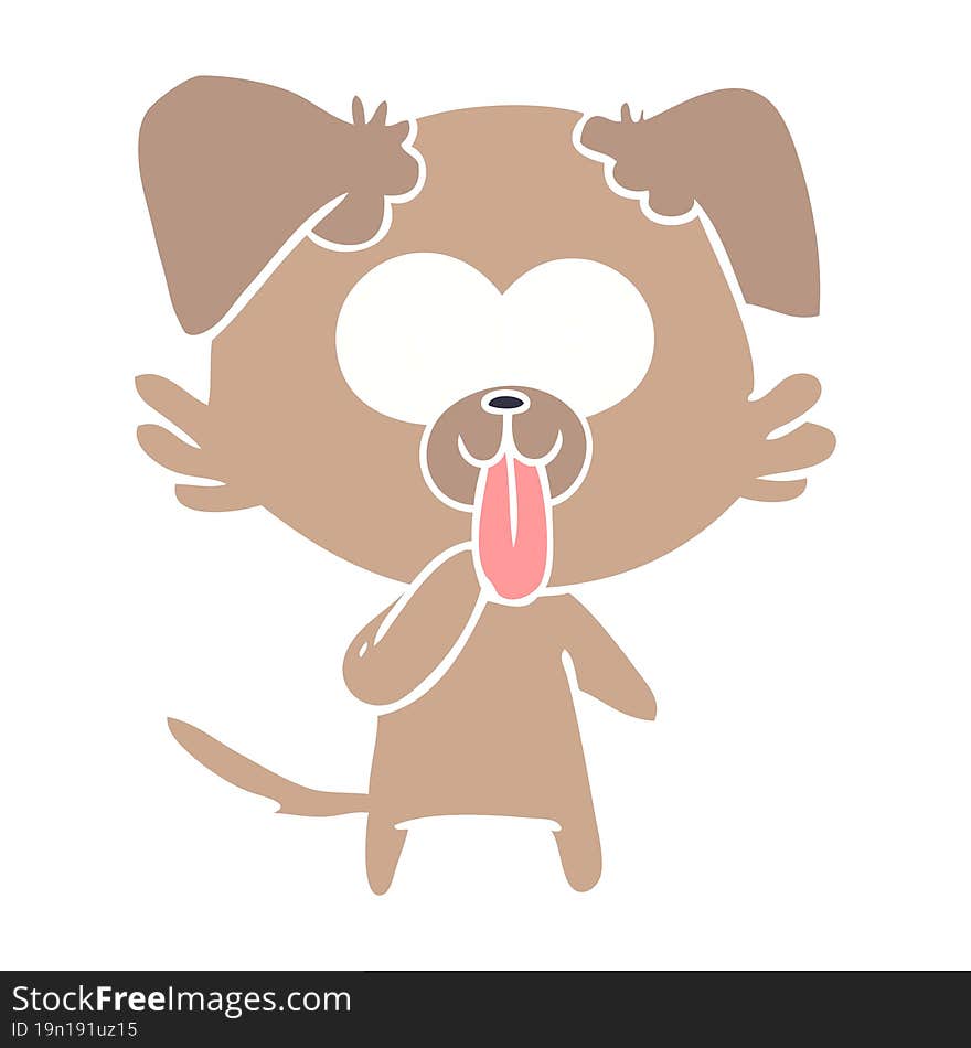 flat color style cartoon dog with tongue sticking out