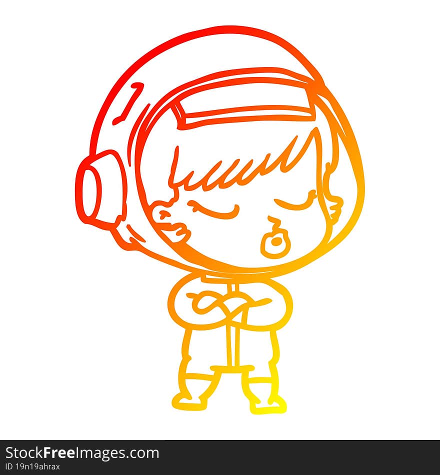 warm gradient line drawing cartoon pretty astronaut girl