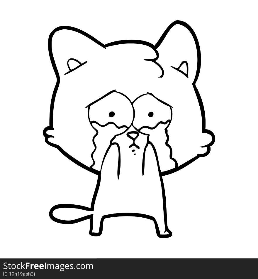 cartoon crying cat. cartoon crying cat