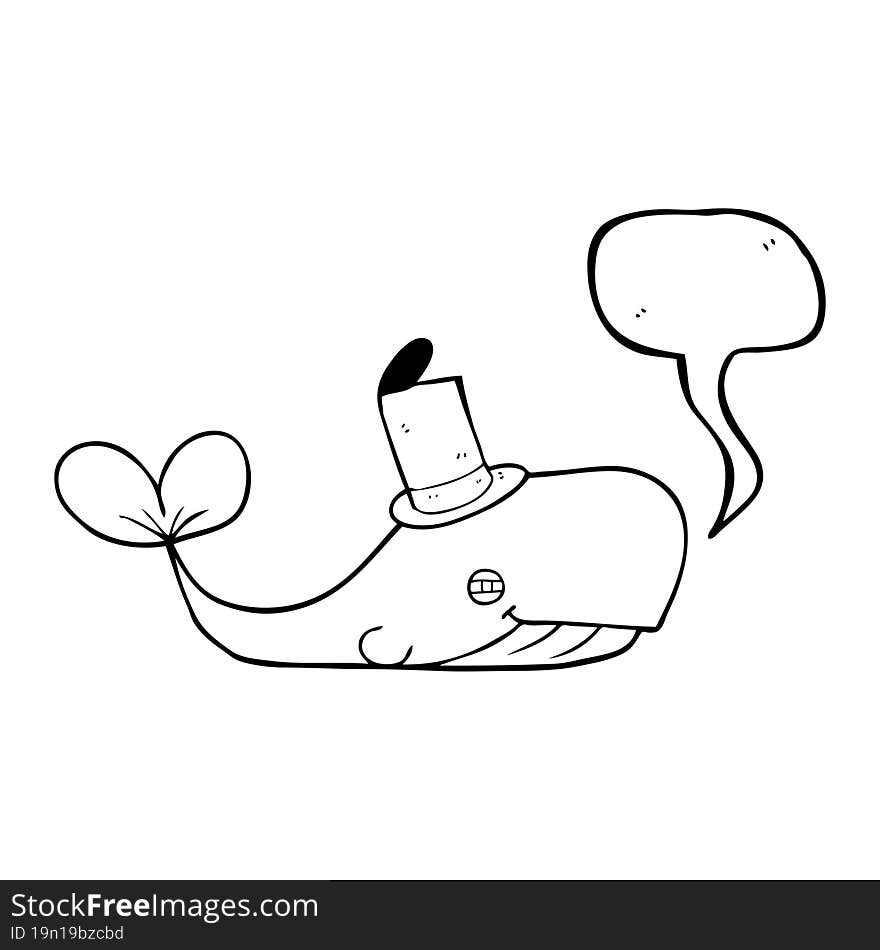 speech bubble cartoon whale wearing hat