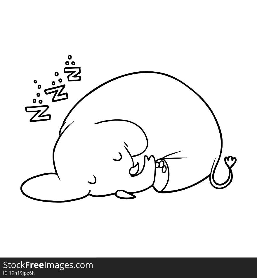 cartoon sleeping elephant. cartoon sleeping elephant