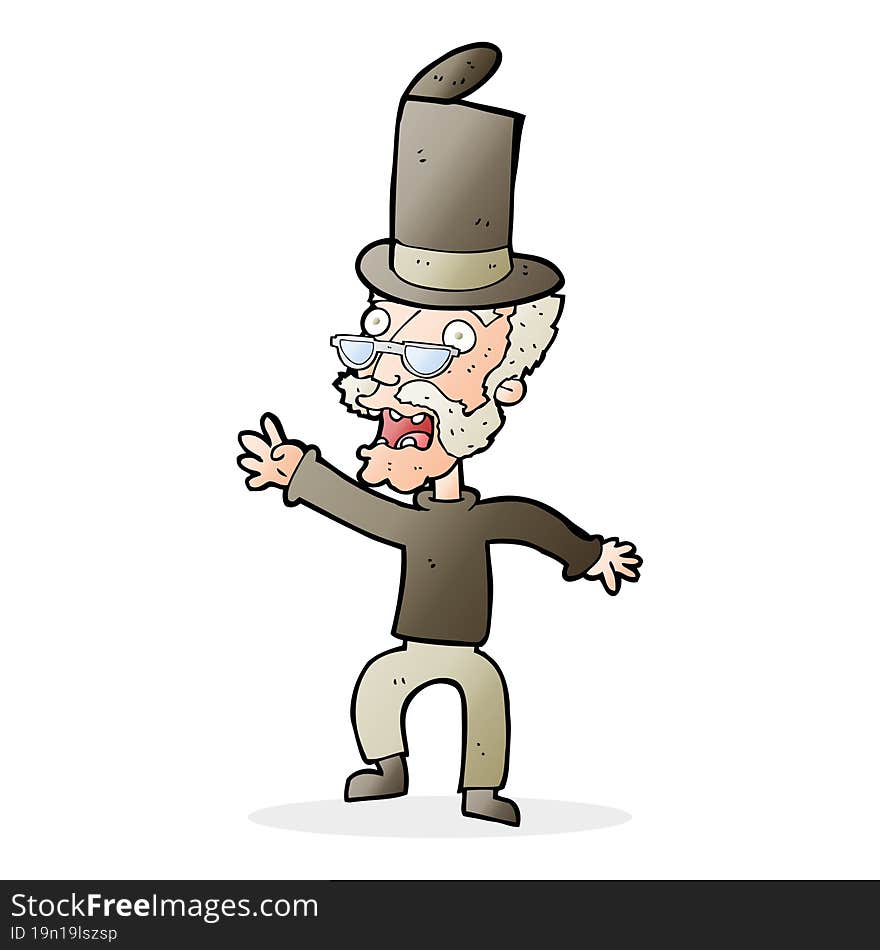 cartoon old man in top hat