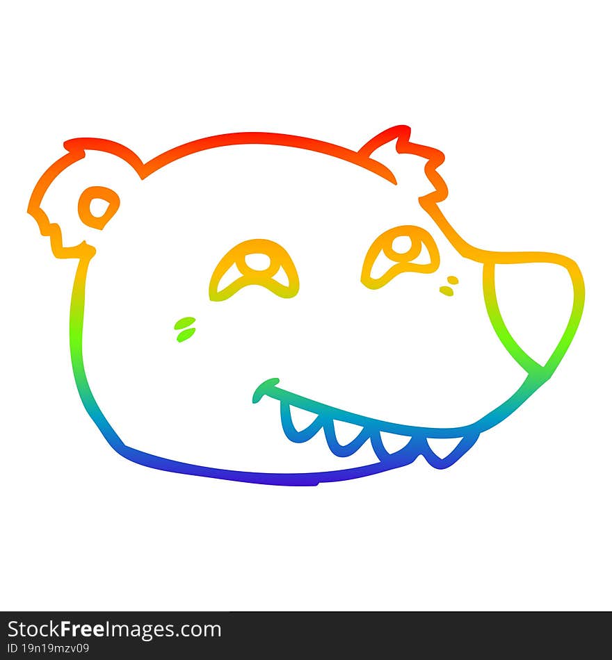 rainbow gradient line drawing cartoon polar bear face