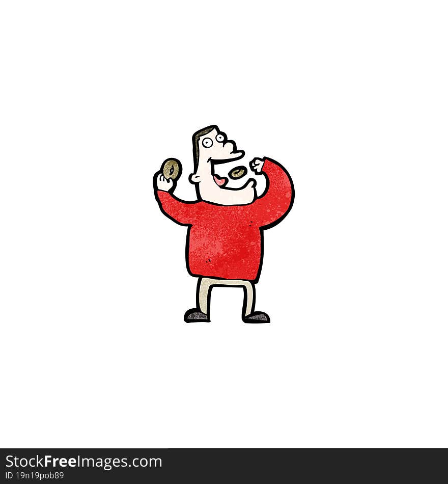 Cartoon Greedy Man Eating Junk Food