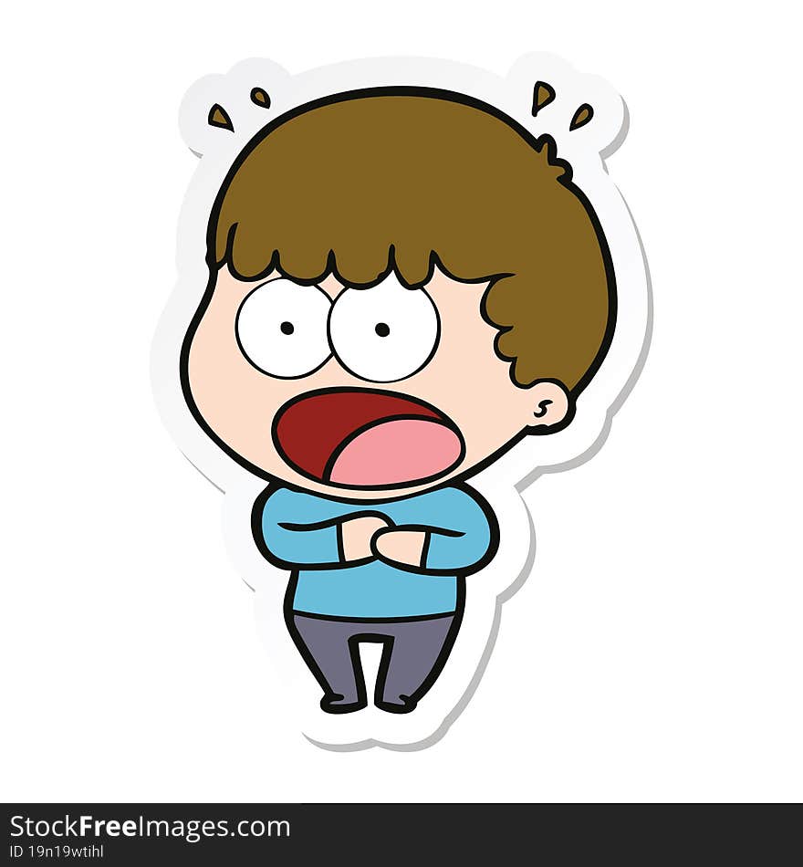 sticker of a cartoon shocked man