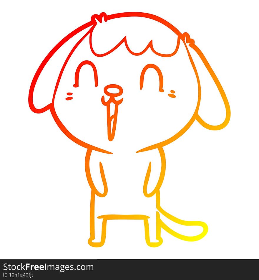 Warm Gradient Line Drawing Cute Cartoon Dog