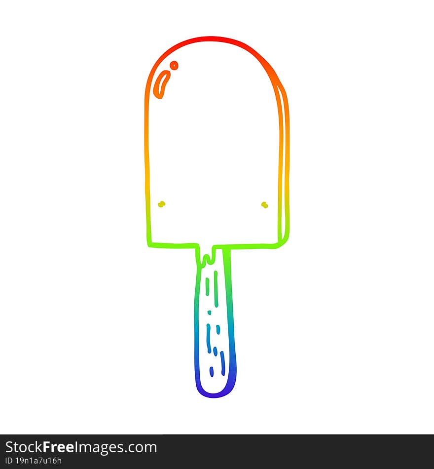 Rainbow Gradient Line Drawing Cartoon Lollipop