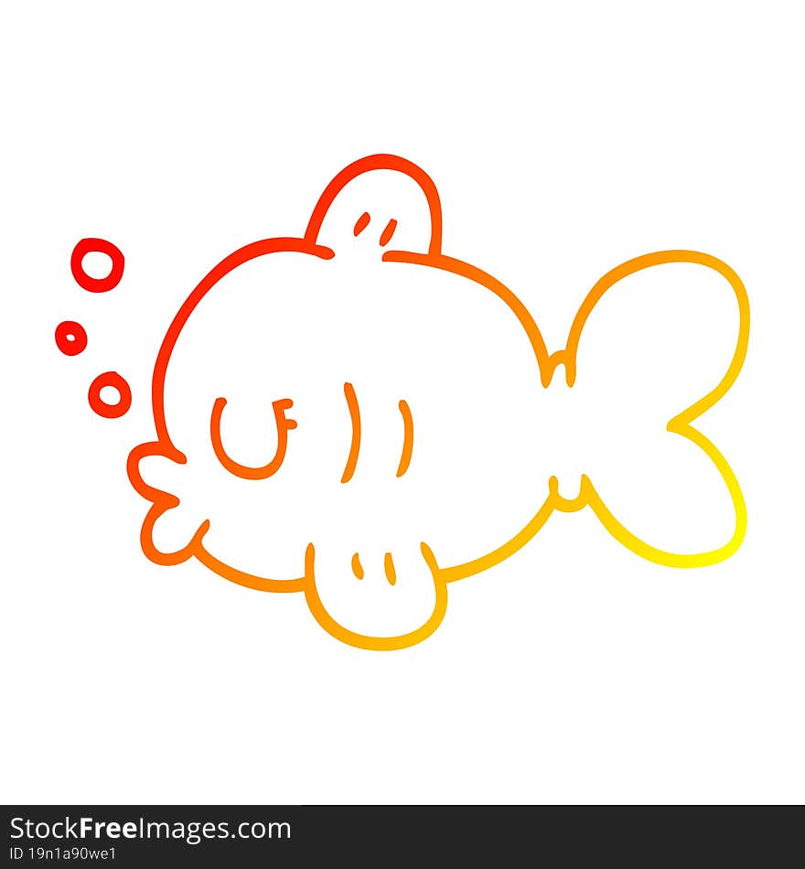 warm gradient line drawing cartoon fish swimming