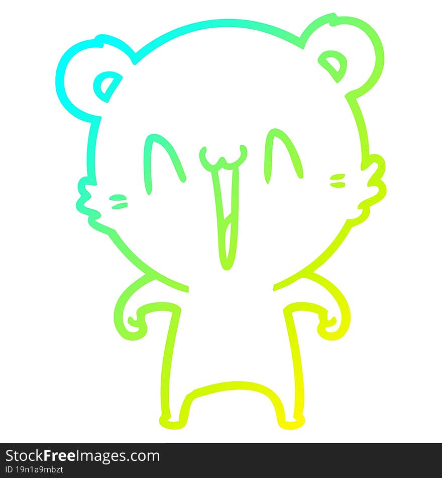 cold gradient line drawing happy polar bear cartoon