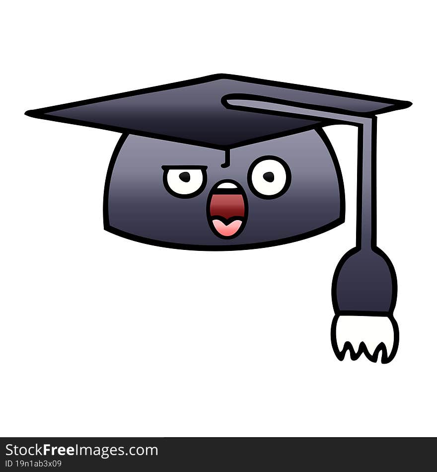 gradient shaded cartoon graduation hat