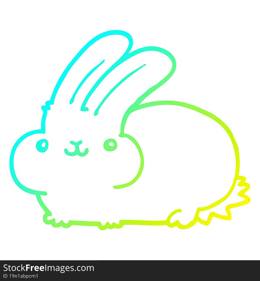 cold gradient line drawing of a cartoon rabbit