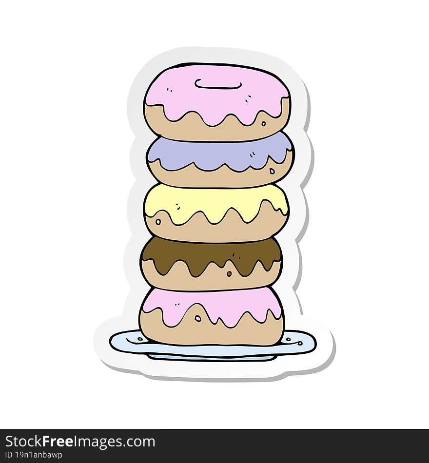 sticker of a cartoon plate of donuts