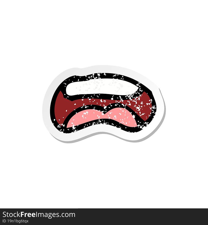 Retro Distressed Sticker Of A Cartoon Mouth