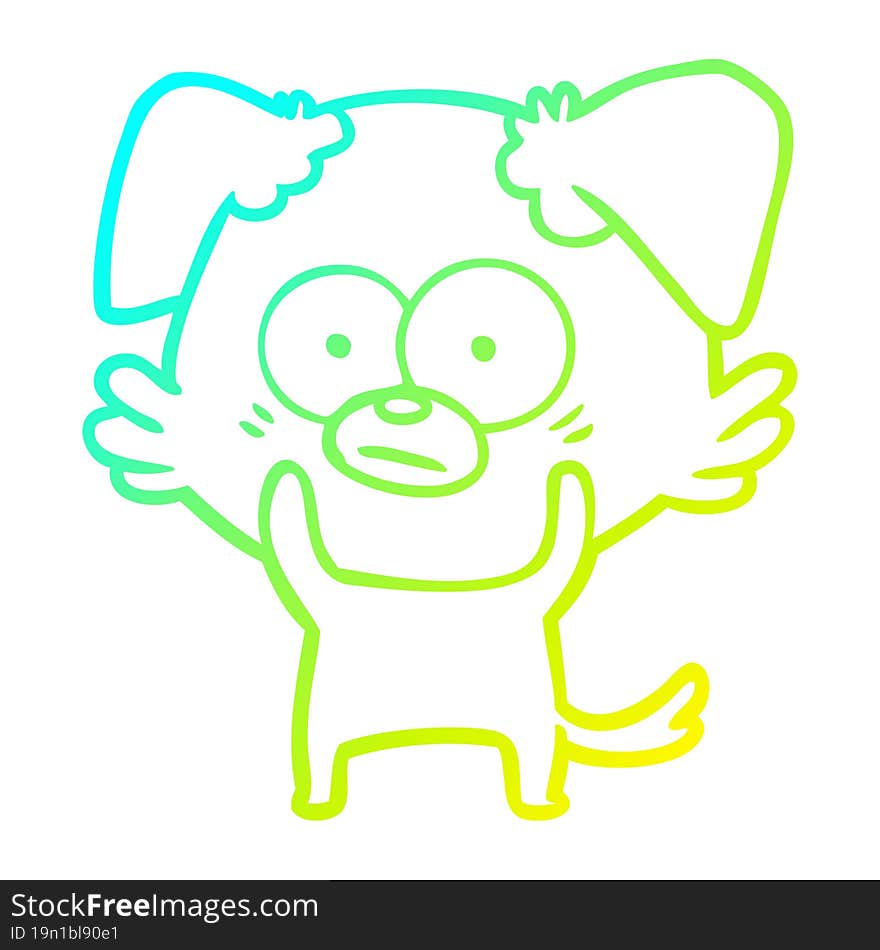 cold gradient line drawing nervous dog cartoon