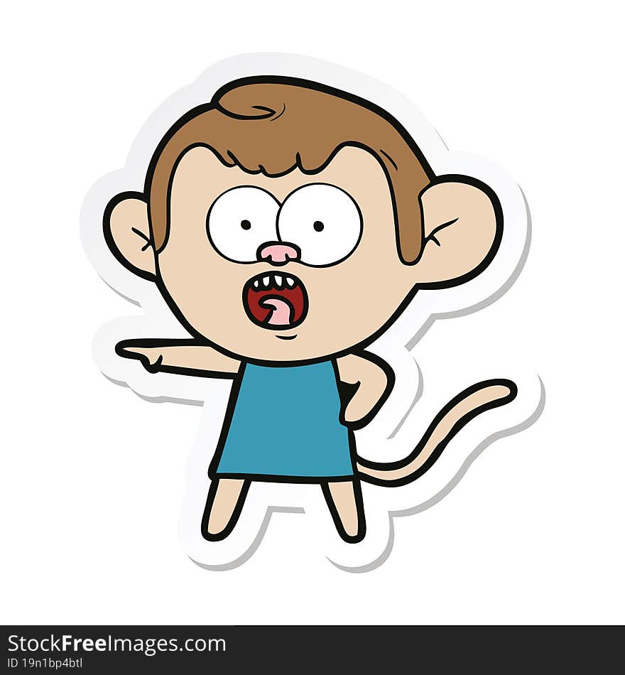 Sticker Of A Cartoon Shocked Monkey