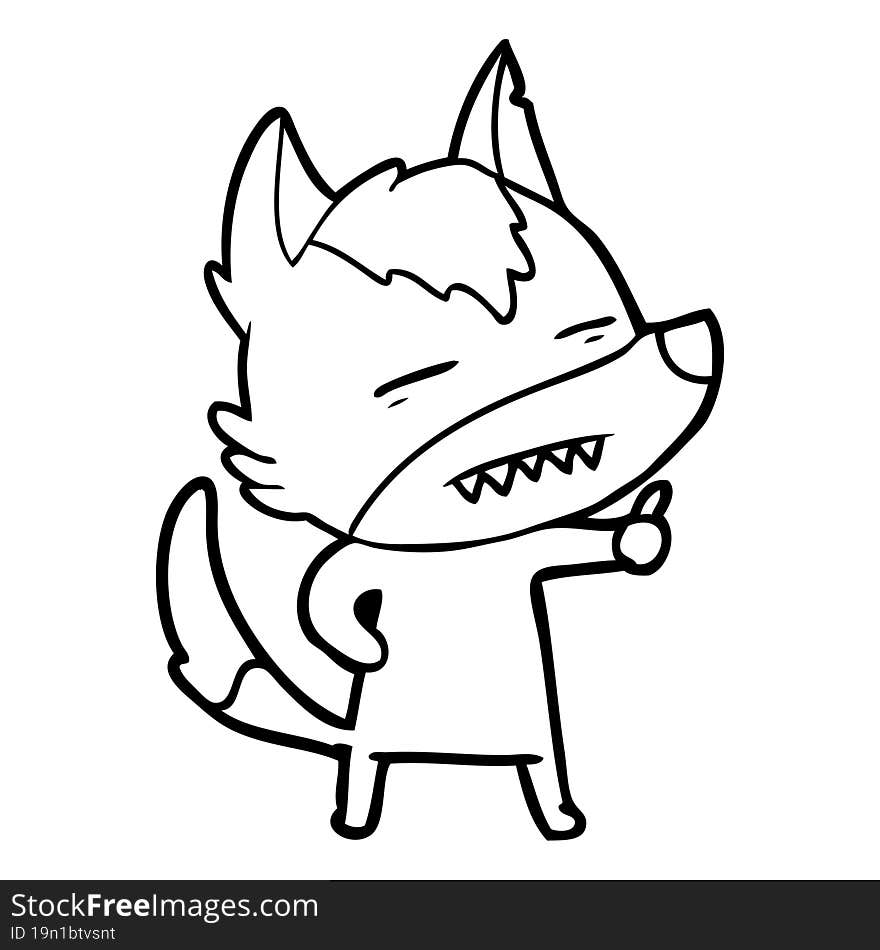 cartoon wolf showing teeth. cartoon wolf showing teeth