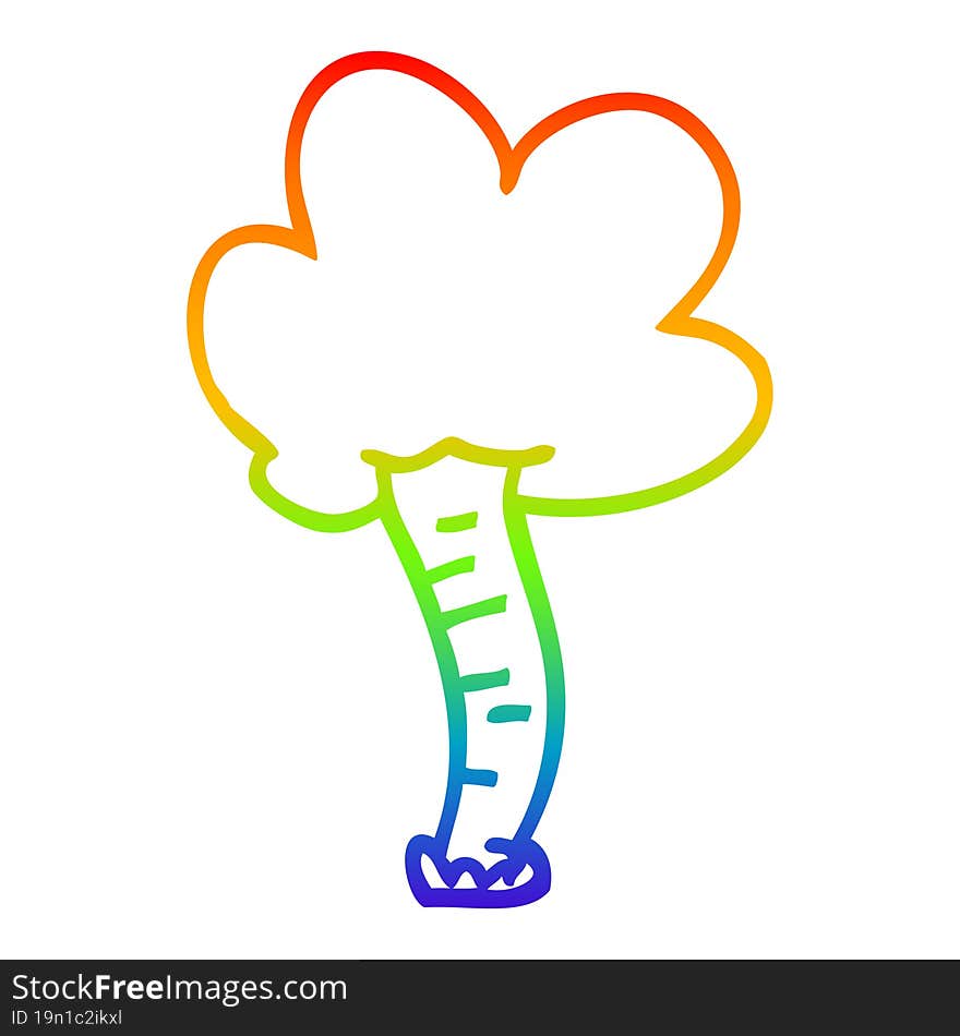 rainbow gradient line drawing cartoon tree